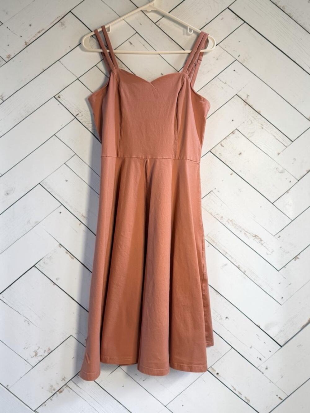 Gown Town Fit & Flare Mini Dress Sweetheart Neck Pink Large Adjustable Straps